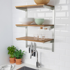 KUNGSFORS Susp rail w shelf/mgnt knife rack