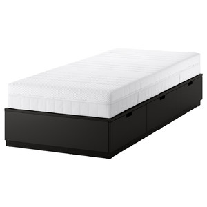 NORDLI Bed frame with storage and mattress, anthracite/Åkrehamn medium firm, 90x200 cm