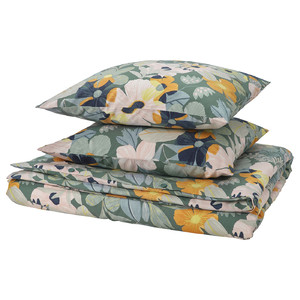 FÄLTGRÄSMOTT Duvet cover and 2 pillowcases, multicolour/flower pattern, 200x200/50x60 cm