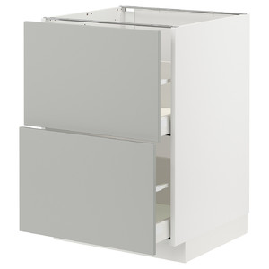 METOD / MAXIMERA Base cb 2 fronts/2 high drawers, white/Havstorp light grey, 60x60 cm