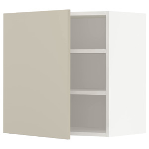 METOD Wall cabinet with shelves, white/Havstorp beige, 60x60 cm