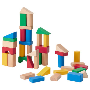 UNDERHÅLLA 40-piece wooden building block set, multicolour
