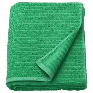 VÅGSJÖN Bath sheet, bright green, 100x150 cm