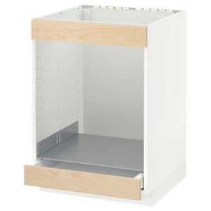METOD / MAXIMERA Base cab for hob+oven w drawer, white, Askersund light ash effect, 60x60 cm