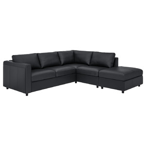 VIMLE Corner sofa, 4-seat, with open end, Grann/Bomstad black