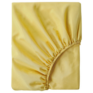 BRUKSVARA Fitted sheet, yellow, 90x200 cm