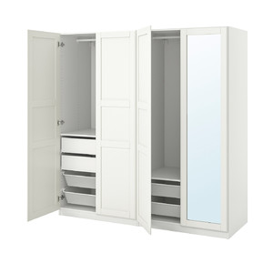 PAX / TYSSEDAL Wardrobe combination, white/mirror glass, 200x60x201 cm