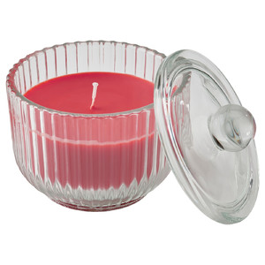 VINTERFINT Scented candle in glass, Cinnamon & sugar/red, 20 hr