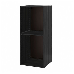 METOD High cabinet frame for fridge/oven, wood effect black, 60x60x140 cm