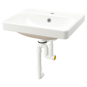 ORRSJÖN Semi-recessed wash-basin w watr trp, white, 50x44 cm