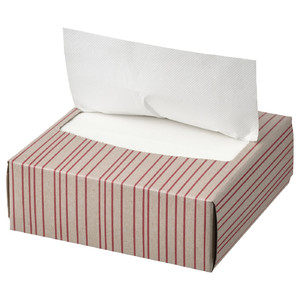 SNÖKRABBA Paper napkin, striped light brown/bright red, 16x32 cm