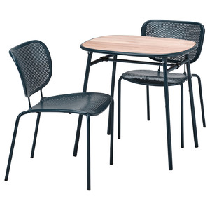 DUVSKÄR Table and 2 chairs, outdoor/black-blue