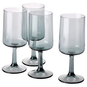 OMBONAD Wine glass, grey, 41 cl, 4 pack