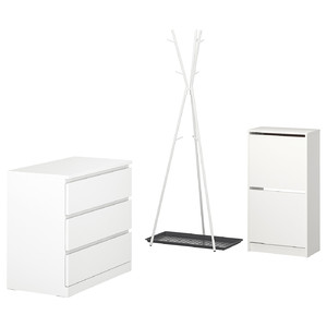 BISSA / EKRAR Hallway furniture, set of 4, white/grey