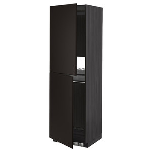 METOD High cabinet for fridge/freezer, black/Kungsbacka anthracite, 60x60x200 cm