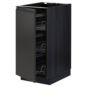 METOD Base cabinet with wire baskets, black/Upplöv matt anthracite, 40x60 cm