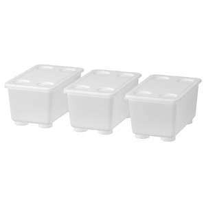 GLIS Box with lid, transparent, 17x10 cm, 3 pack