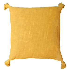 GoodHome Cushion Tassels 45 x 45 cm, mustard