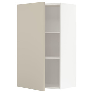 METOD Wall cabinet with shelves, white/Havstorp beige, 60x100 cm