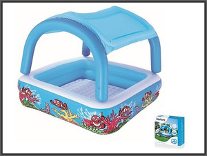 Bestway Inflatable Kids Paddling Pool with Canopy 147x147x122cm