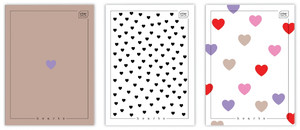 Notebook A4 80 Pages Squared Hearts 5pcs, assorted