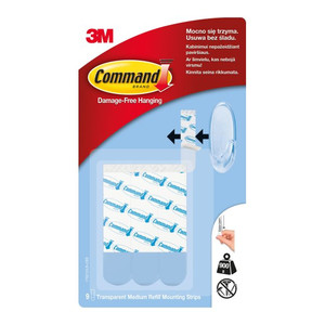 3M Command Transparent Refill Mounting Strips, Pack of 9