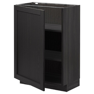 METOD Base cabinet with shelves, black/Lerhyttan black stained, 60x37 cm