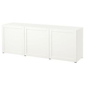 BESTÅ Storage combination with doors, white, Hanviken white, 180x42x65 cm