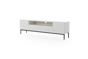 TV Cabinet Nicole 200 cm, matt white, black legs