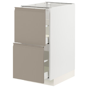 METOD / MAXIMERA Base cb 2 fronts/2 high drawers, white/Upplöv matt dark beige, 40x60 cm