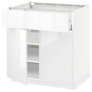 METOD / MAXIMERA Base cabinet with drawer/2 doors, white/Ringhult white, 80x60 cm