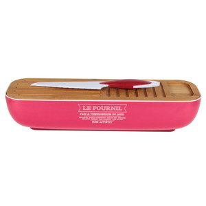 Bread Container, Chopping Board & Knife 3in1, red