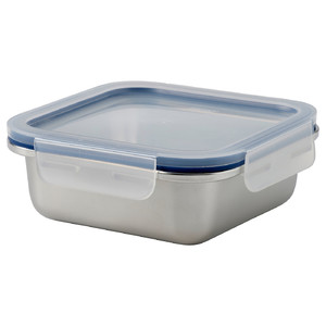 IKEA 365+ Food container with lid, square stainless steel/plastic, 600 ml
