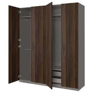 PAX / STORKLINTA Wardrobe combination, dark grey/dark brown stained oak effect, 200x60x236 cm