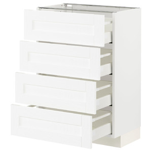 METOD / MAXIMERA Base cab 4 frnts/4 drawers, white Enköping/white wood effect, 60x37 cm
