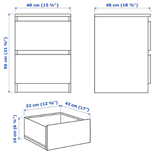 MALM Bedroom furniture, set of 4, white, 140x200 cm