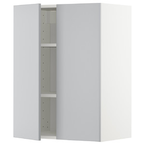 METOD Wall cabinet with shelves/2 doors, white/Veddinge grey, 60x80 cm