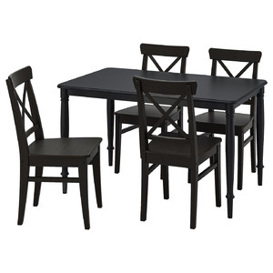 DANDERYD / INGOLF Table and 4 chairs, black/brown-black, 130 cm