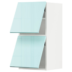 METOD Wall cab horizo 2 doors w push-open, white Järsta, high-gloss light turquoise, 40x80 cm