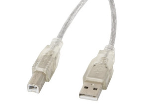 Lanberg USB Cable 2.0 AM-BM 3M Ferrite Transparent
