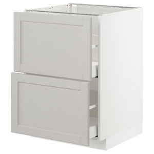 METOD/MAXIMERA Base cb 2 fronts/2 high drawers, white/Lerhyttan light grey, 60x61.9x88 cm