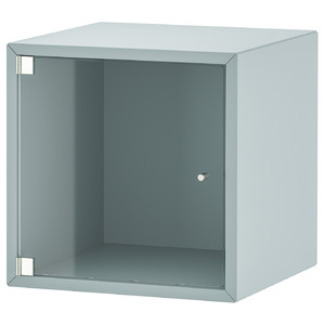 EKET Wall cabinet with glass door, light grey-blue, 35x35x35 cm
