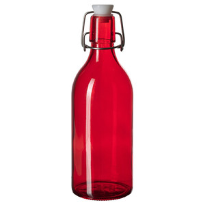 VINTERFINT Bottle with stopper, glass red, 0.5 l