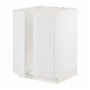 METOD Base cabinet for sink + 2 doors, white/Stensund white, 60x60 cm