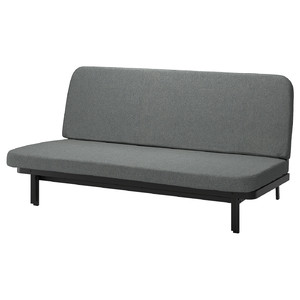 NYHAMN 3-seat sofa-bed, with pocket spring mattress/Skartofta black/light grey