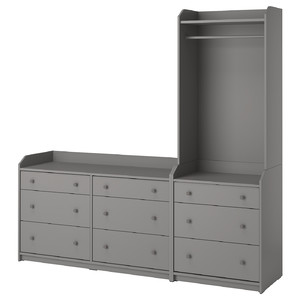 HAUGA Storage combination, grey, 208x199 cm