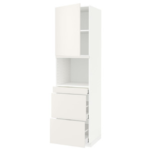 METOD / MAXIMERA Hi cab f micro combi w door/3 drwrs, white/Veddinge white, 60x60x220 cm