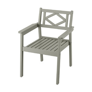BONDHOLMEN Chair with armrests, outdoor, grey stained