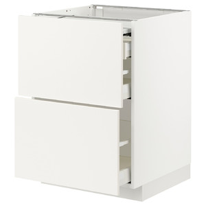 METOD / MAXIMERA Bc w pull-out work surface/3drw, white/Veddinge white, 60x60 cm