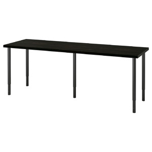 LAGKAPTEN / OLOV Desk, black-brown/black, 200x60 cm